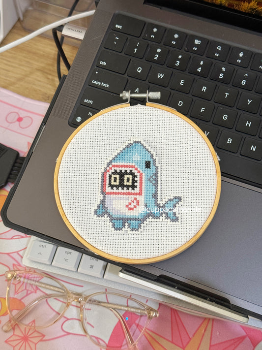 Sharkboo ZZZ Cute Shark Robot Cross Stitch Pattern PDF